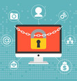 chain and lock on computer screen vector image