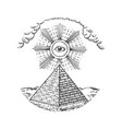 pyramid and eye of providence in engraving style vector image