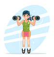 sports girl engaged in fitness sports dumbbells vector image