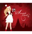 santa dressed girl with present vector image vector image
