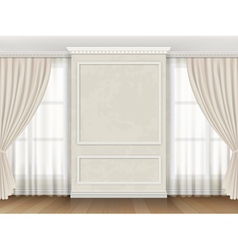 Classic interior with panel moldings and windows Vector Image