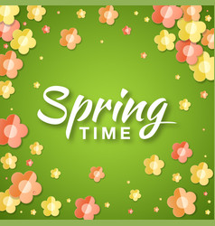 Spring time banner background with paper flowers Vector Image