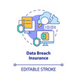 data breach insurance concept icon vector image vector image