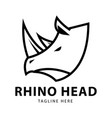 rhino head logo design template vector image vector image