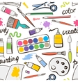 seamless texture with art materials vector image