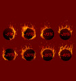 set of burning sale labels and tags vector image vector image
