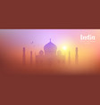 taj mahal travel india silhouette colorful vector image