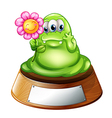 a green monster holding flower vector image vector image