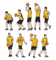 basketball defender forward and center players vector image vector image