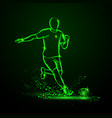 green neon soccer striker vector image vector image