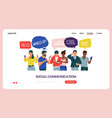 people with phones landing page social vector image vector image