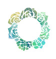 round frame of watercolor succulents with a top vector image