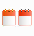 blank sheet of calendar icon with silver and gold vector image vector image
