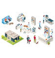 isometric veterinarian clinic pets and doctors vector image
