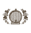 old wooden beer barrel framed branches hops vector image vector image