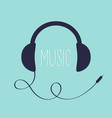 black headphones earphones with cord plug and word vector image vector image