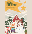 invitation card template with winter hugge life vector image