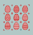 set of colorful easter eggs vector image