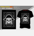 t shirt template with skull piratehand drawing vector image vector image