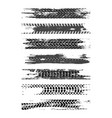 black tire track silhouette set grunge tire track vector image