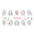 face skin care icons makeup removal vector image