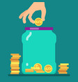 flat money saving concept with golden coins vector image vector image