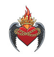 sacred heart emblem isolated on white vector image vector image