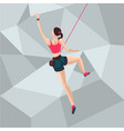 sport girl on a climbing wall cartoon character vector image vector image