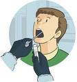 throat swab test on male patient in front view pro vector image