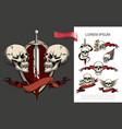 hand drawn tattoo symbols composition vector image