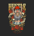 hustle hot girl poster colorful vector image vector image