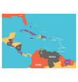 central america and caribbean states political map vector image