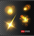 light effect set of golden glitter star sun beam vector image