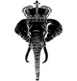 black silhouette head elephant with crown vector image vector image