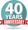 flat design 40 years anniversary label with red vector image vector image