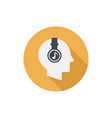 human head with headphones flat round icon vector image