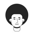 afro hair man with friendly smile monochrome flat vector image