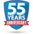 flat design 55 years anniversary label with red vector image