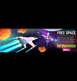 cartoon space galaxy station cosmic astronaut vector image