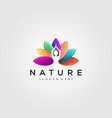 colorful leaf logo with yoga silhouette vector image vector image
