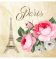 eiffel tower with spring flowers vector image