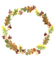 oak leave and seed frame background watercolor vector image vector image