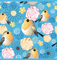 pattern birds and flowers vector image