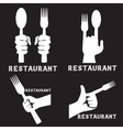 set of vintage emblems of restaurant with hands vector image vector image