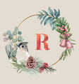 winter floral blooming wreath frame elegant vector image vector image