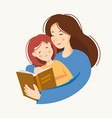 mother and her child reading the book cartoon vector image