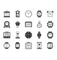 watch black silhouette icons set vector image