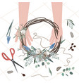hands making easter wreath composition spring vector image vector image
