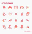 sleep and insomnia thin line icons set vector image