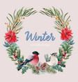winter floral blooming wreath frame elegant vector image vector image